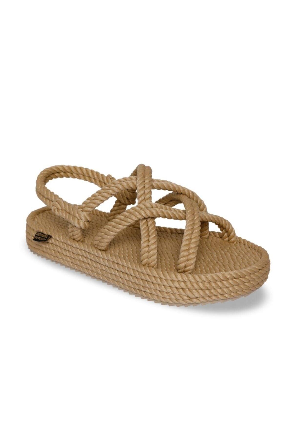 Women's Beige Bodrum Platform Women's Rope Rope Sandals - Swordslife