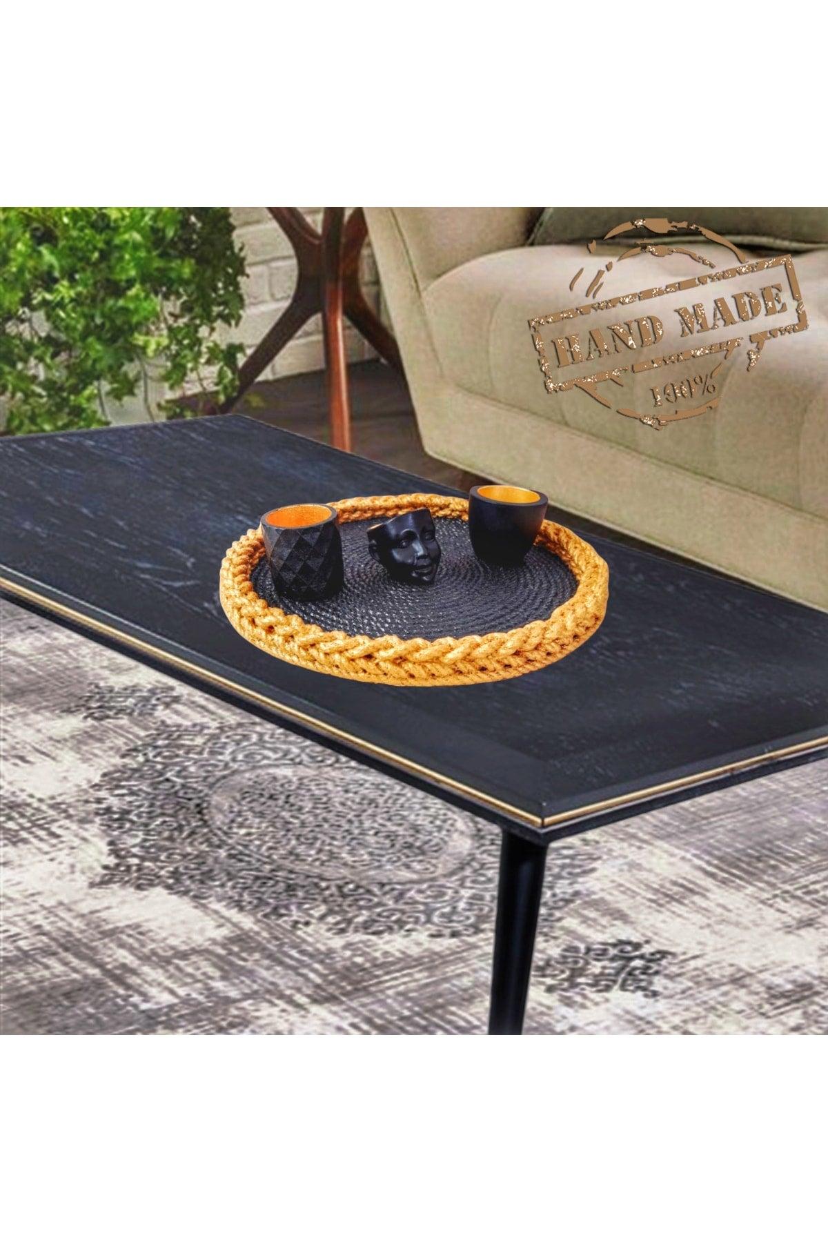 Presentation Tray Decorative Jute Wire Mesh Tray