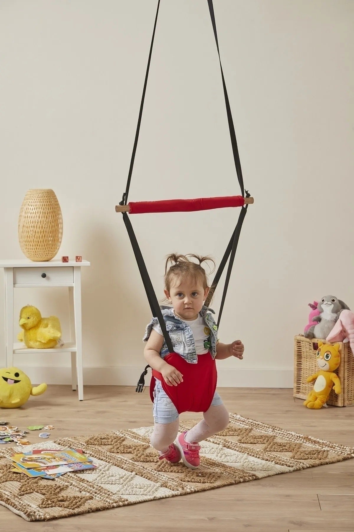 Hoppala Bouncer Kangaroo , Balance Baby Walker With Spring Natural Wood
