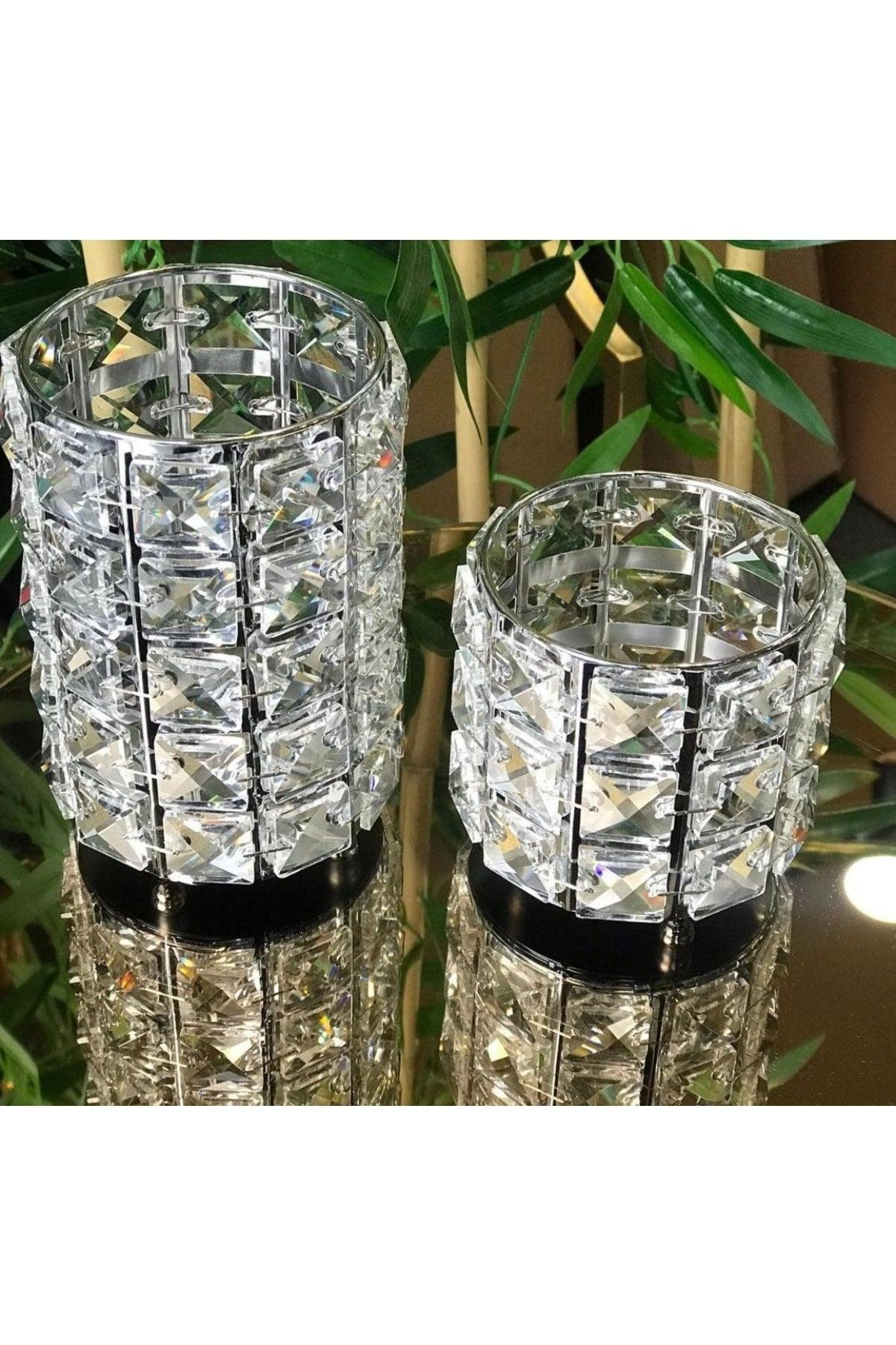 Decorative 2 Piece Metal Lux Candle Holder with Crystal Stone - Swordslife