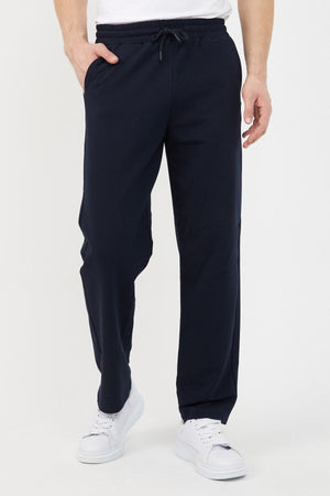 Men'S Metallic Navy Blue Straight Leg Relaxed Cut Sweatpants