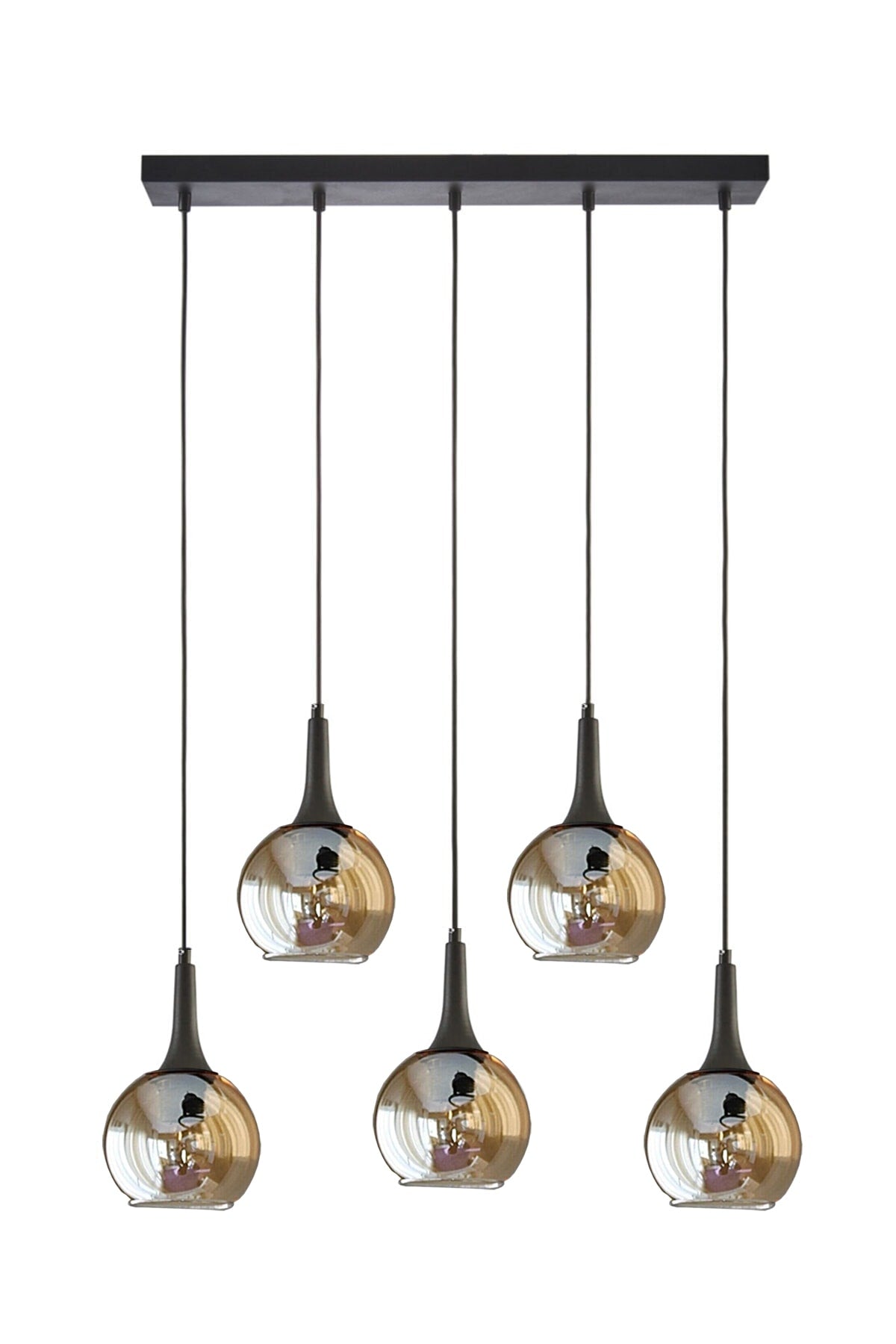 Fred Modern Decorative Row Black Color Honey Glass Row Pendant Lamp Above The Dining Table - Living Room 5 Piece Chandelier