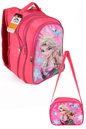 Middle School Primary School Bag And Lunch Box 3 Pockets Pad Elsa Pink