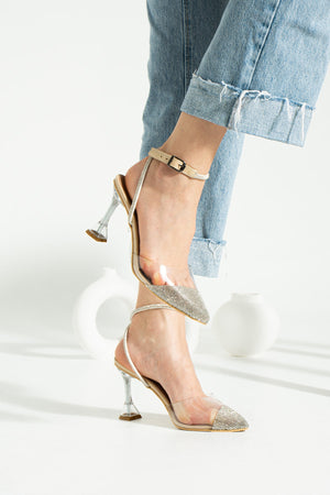 Ten Transparent Stone Women'S Evening Dress Heeled Shoes