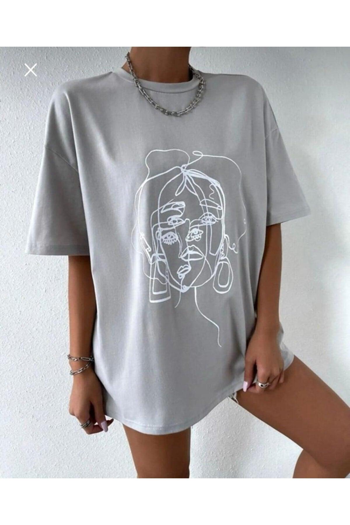 Women's Figure Face Printed Oversize T-shirt - Swordslife