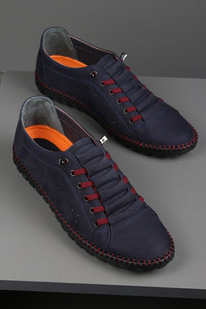 Casual Elastic Laceless Summer Genuine Leather Men'S Shoes
