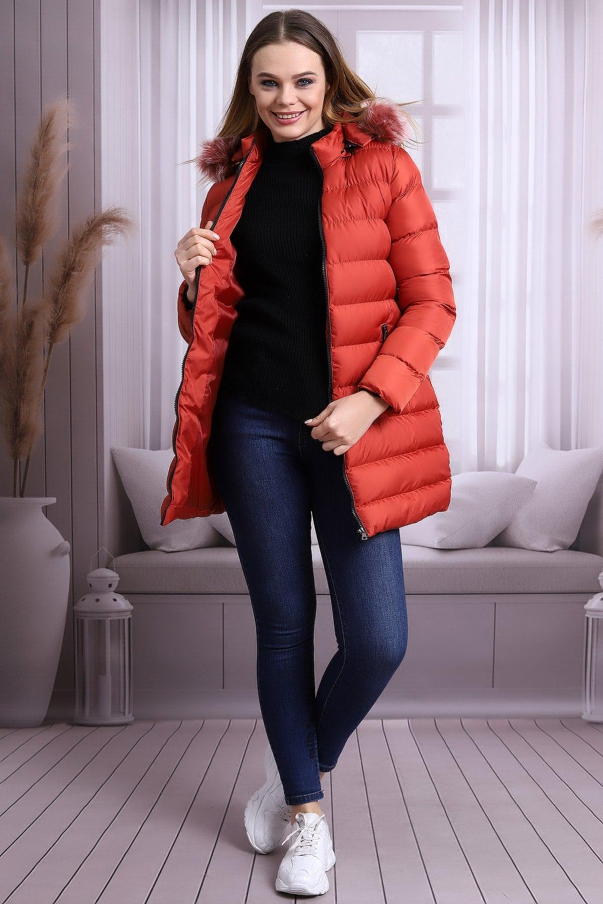 Tile Color Women's Plush Microgel Inflatable Coat - Swordslife