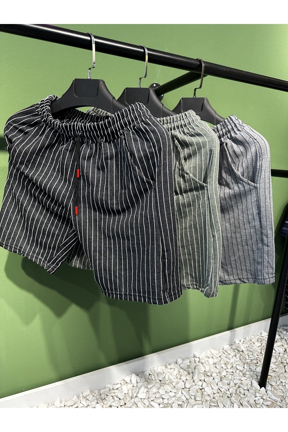 Black Khaki Gray Men'S Striped Regular Fit 3-Pack