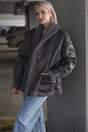 Anthracite Faux Shearling Biker Coat Mg1329 - Swordslife