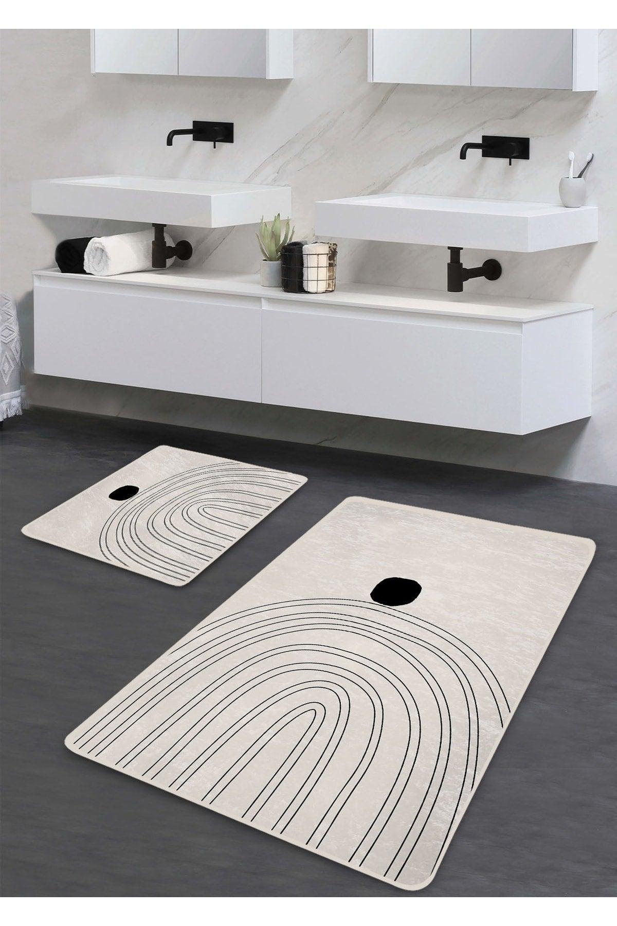 Non-Slip Base Washable Double Bath Mat - Arc Patterned 60*100 Cm - 50*60 Cm - Swordslife