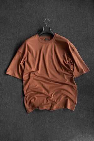 Men'S Brown 2 Thread Basic Oversize T-Shirt