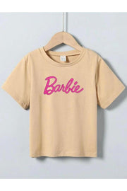 Kids Unisex Oversize Beige Barbie Printed T-Shirt