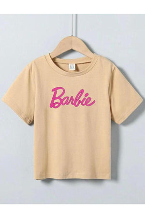 Kids Unisex Oversize Beige Barbie Printed T-Shirt