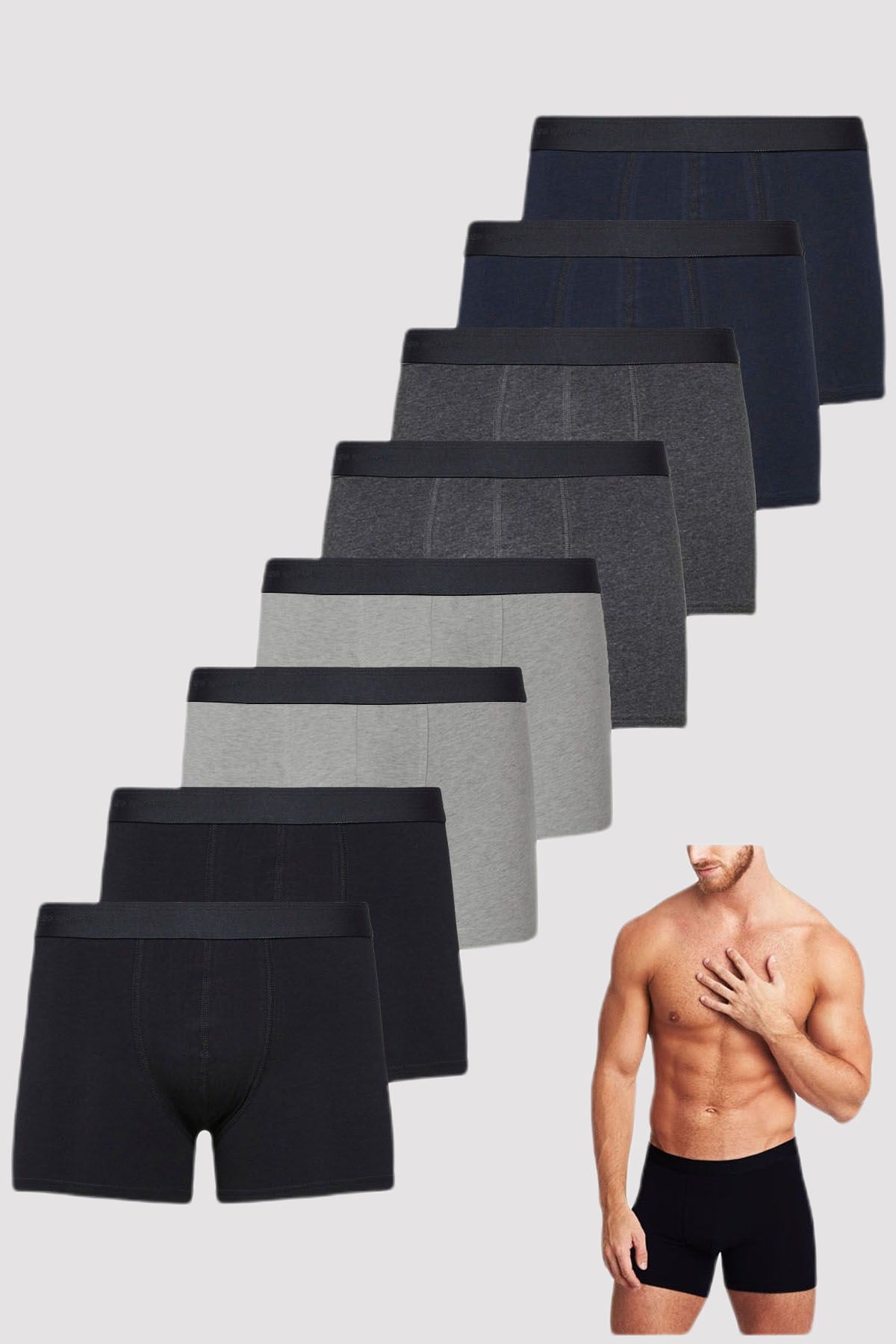 Men's Mixed Boxer 8 Pack Cotton Lycra