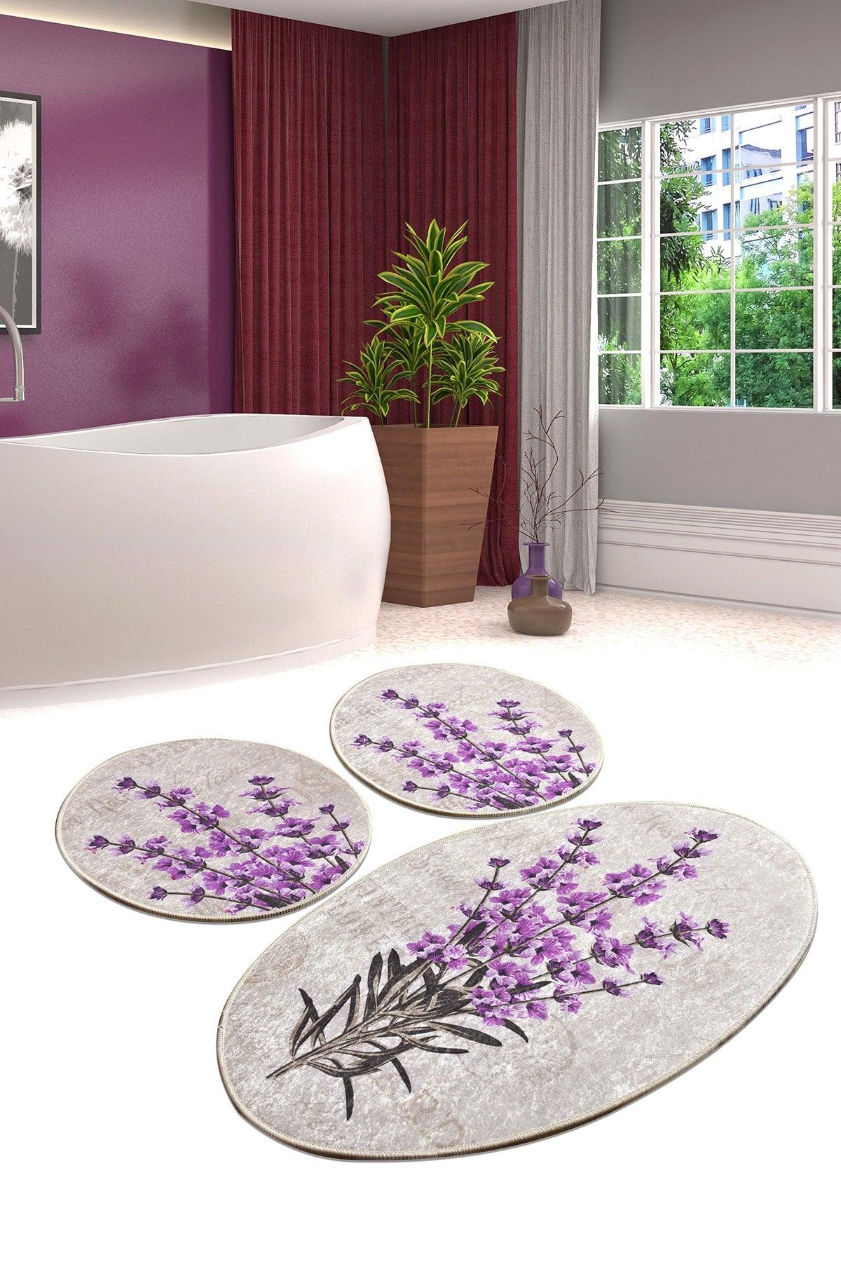 Lavender Djt 3 Pcs Set Bath Mat Closet Set - Swordslife