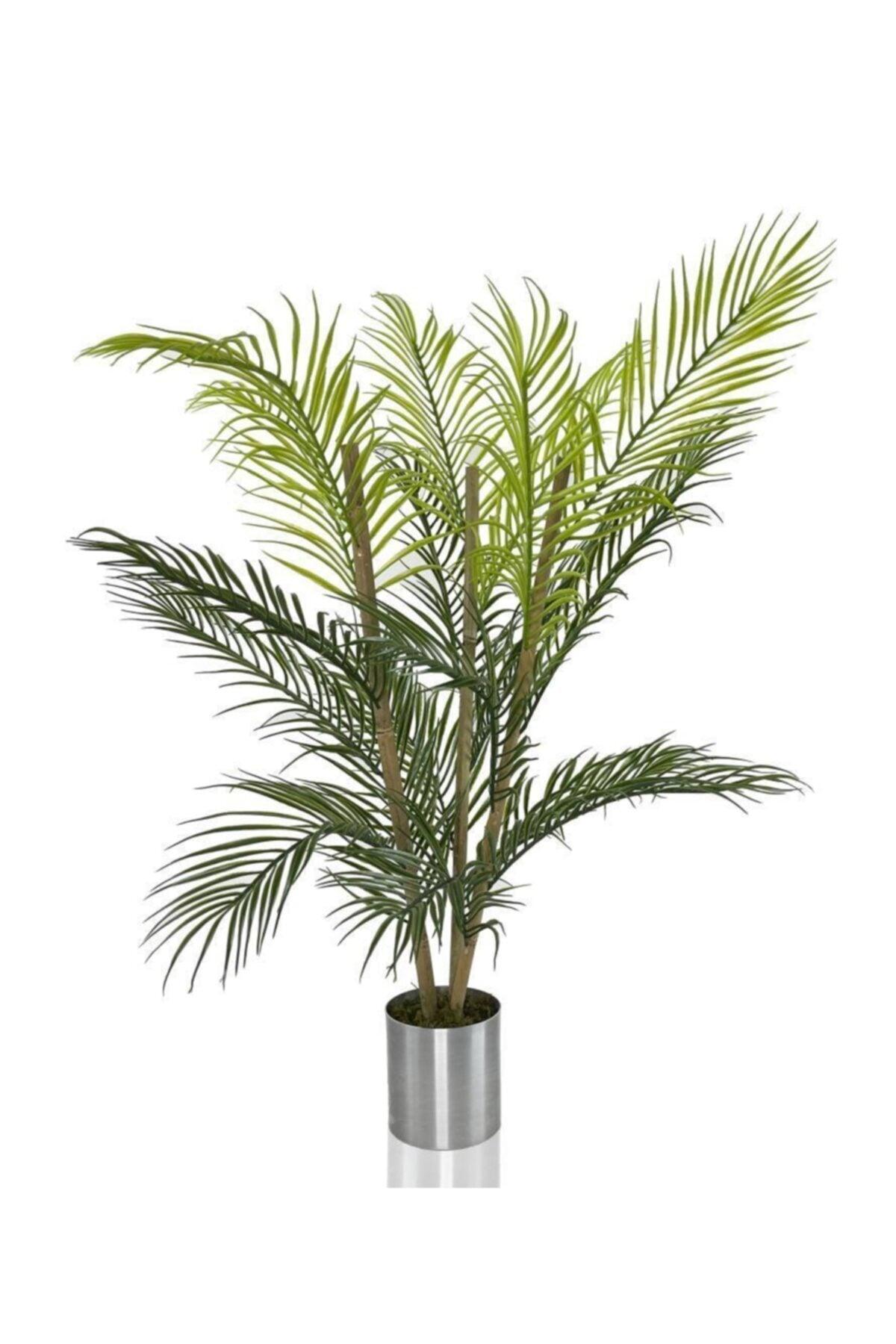 Artificial Flower Areca Tree Palm Tree Bamboo Stem Silver Potted Indoor Flower 18 Leaf 85 Cm - Swordslife