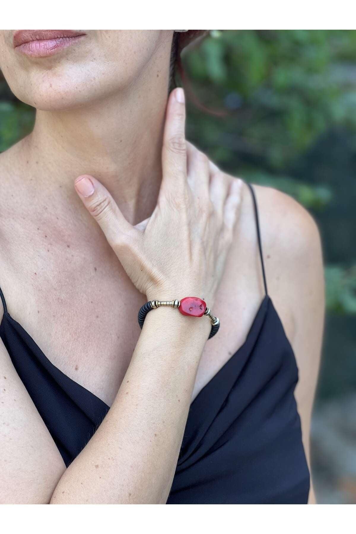 Coral & Hematite & Lava Stone Unisex Bracelet - Swordslife