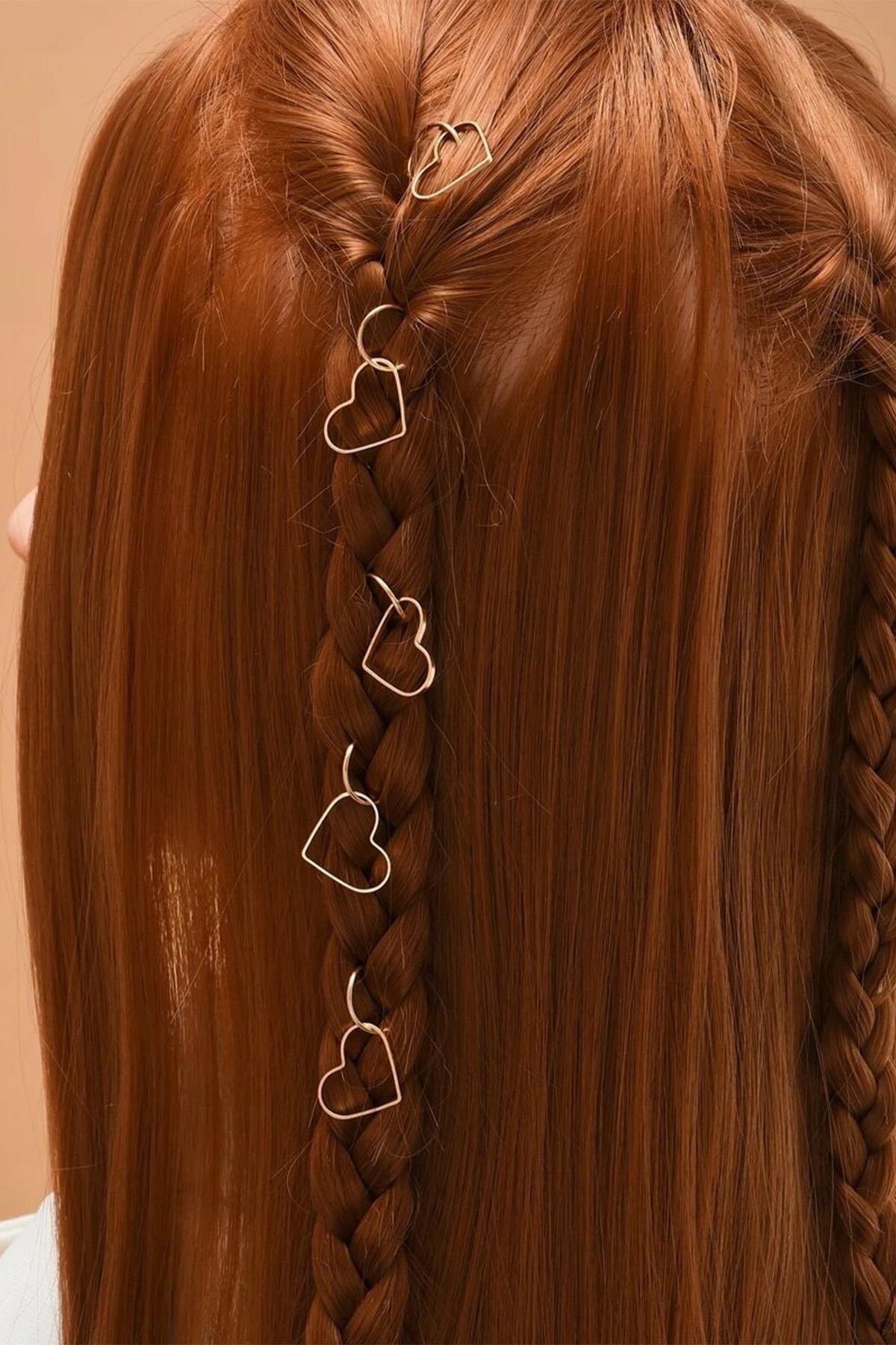 Gold Heart Hair Earring Clasp Set - Swordslife