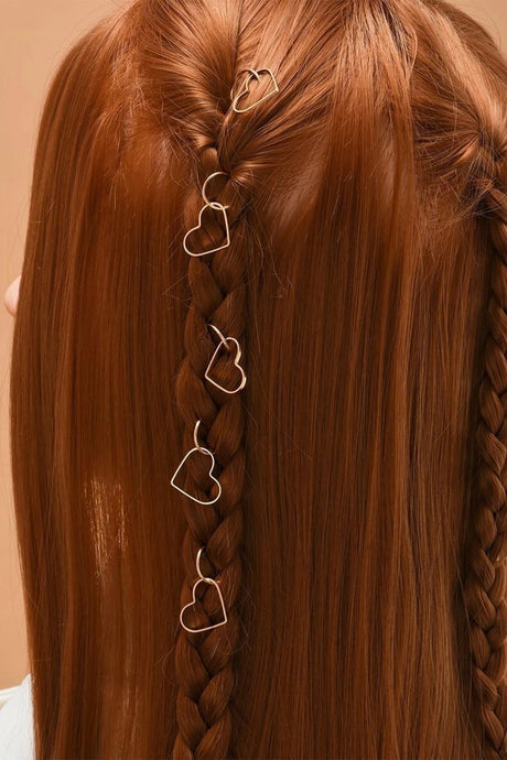 Gold Heart Hair Earring Clasp Set - Swordslife