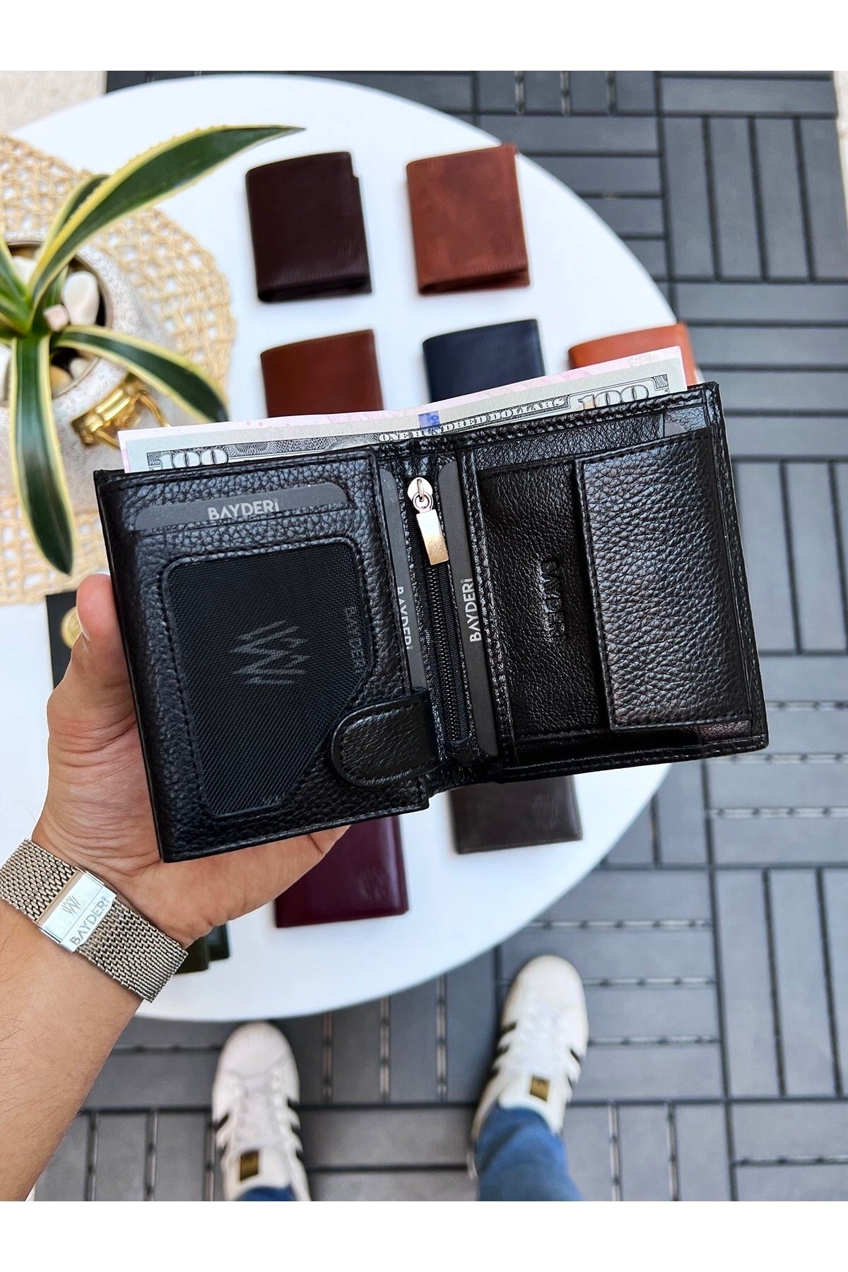 Luna Genuine Leather Handy Coin Holder Kibar Men'S Wallet Black