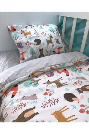 Kids Duvet Cover Set 90X190 For Bed Nature Animals Gray (Without Comforter)