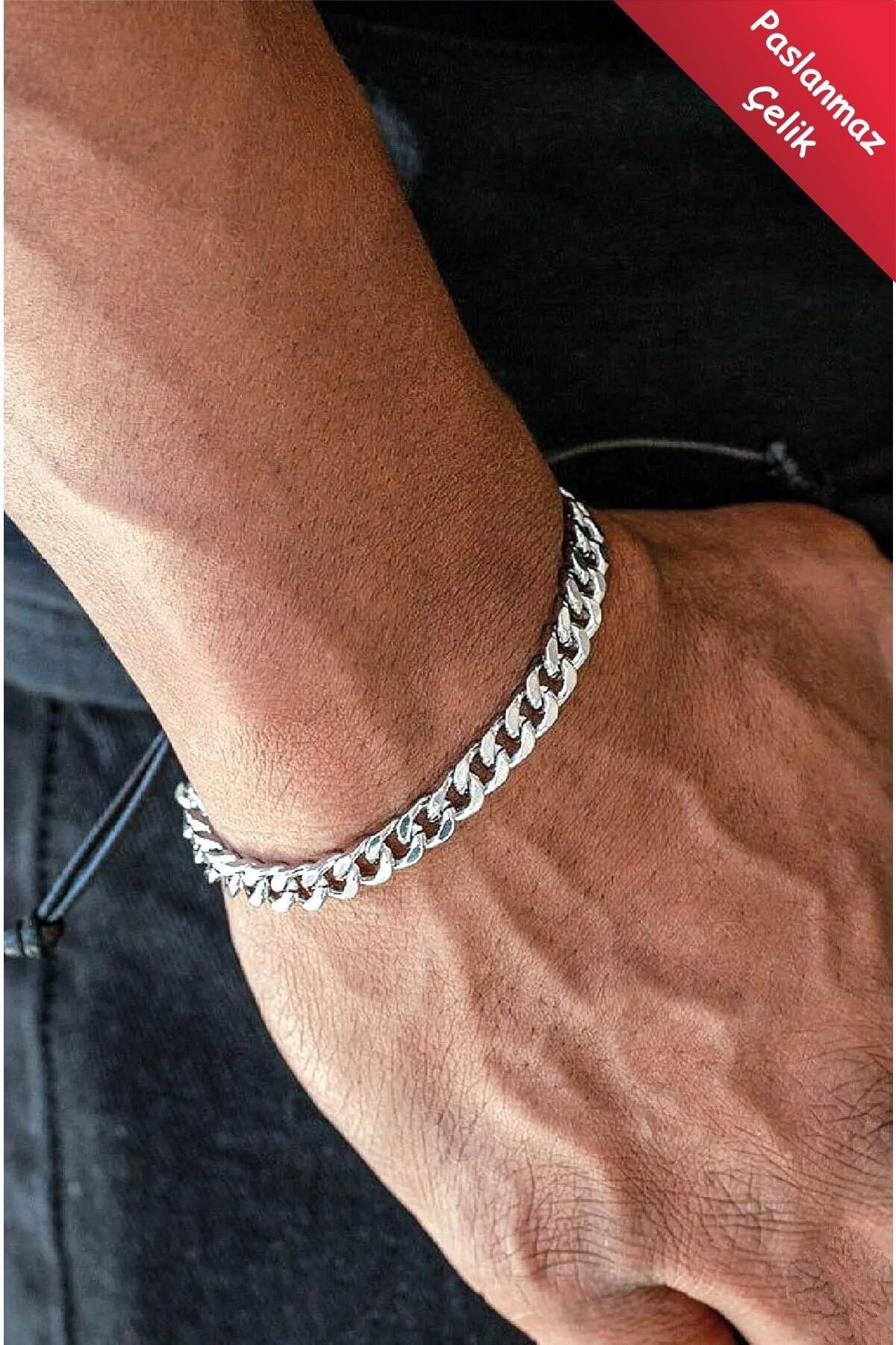 Gurmet Classic Non Tarnish Silver Men'S Steel Bracelet