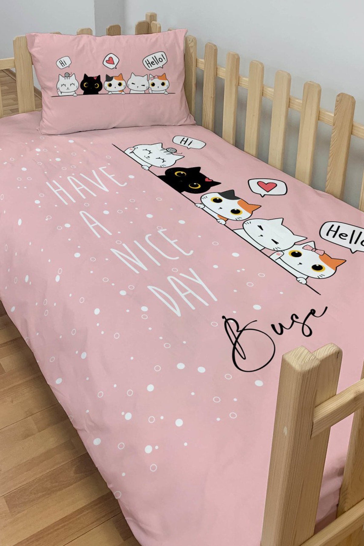 Custom Montessori Micro Satin Duvet Cover Set With Cat