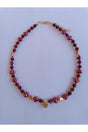 Claret Red Pearl Necklace with White Sparkle Tip - Swordslife