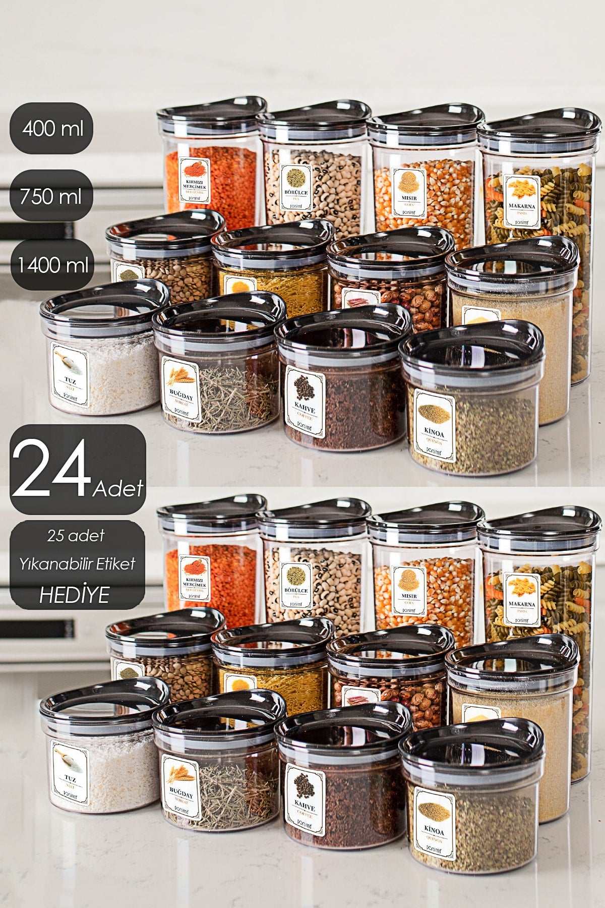 Compact 24-Piece Storage Container Set With Label And Vacuum Lid For Pulses Provision Storage Container