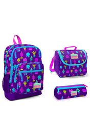 Kids Four Purple Cactus Patterned 3-Pack School Bag Set