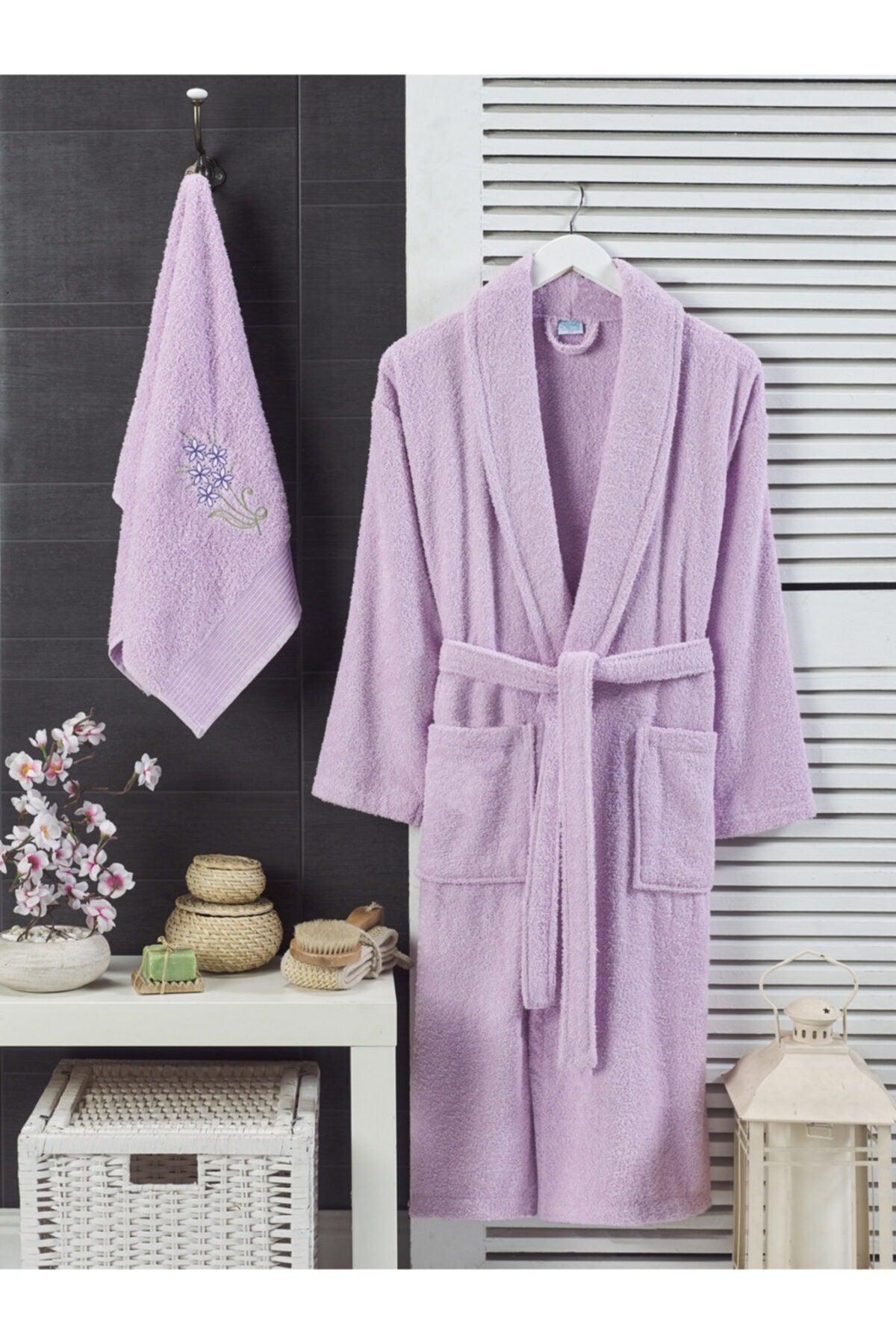 Set of 2 Cotton Embroidered Towel Bathrobes - Swordslife