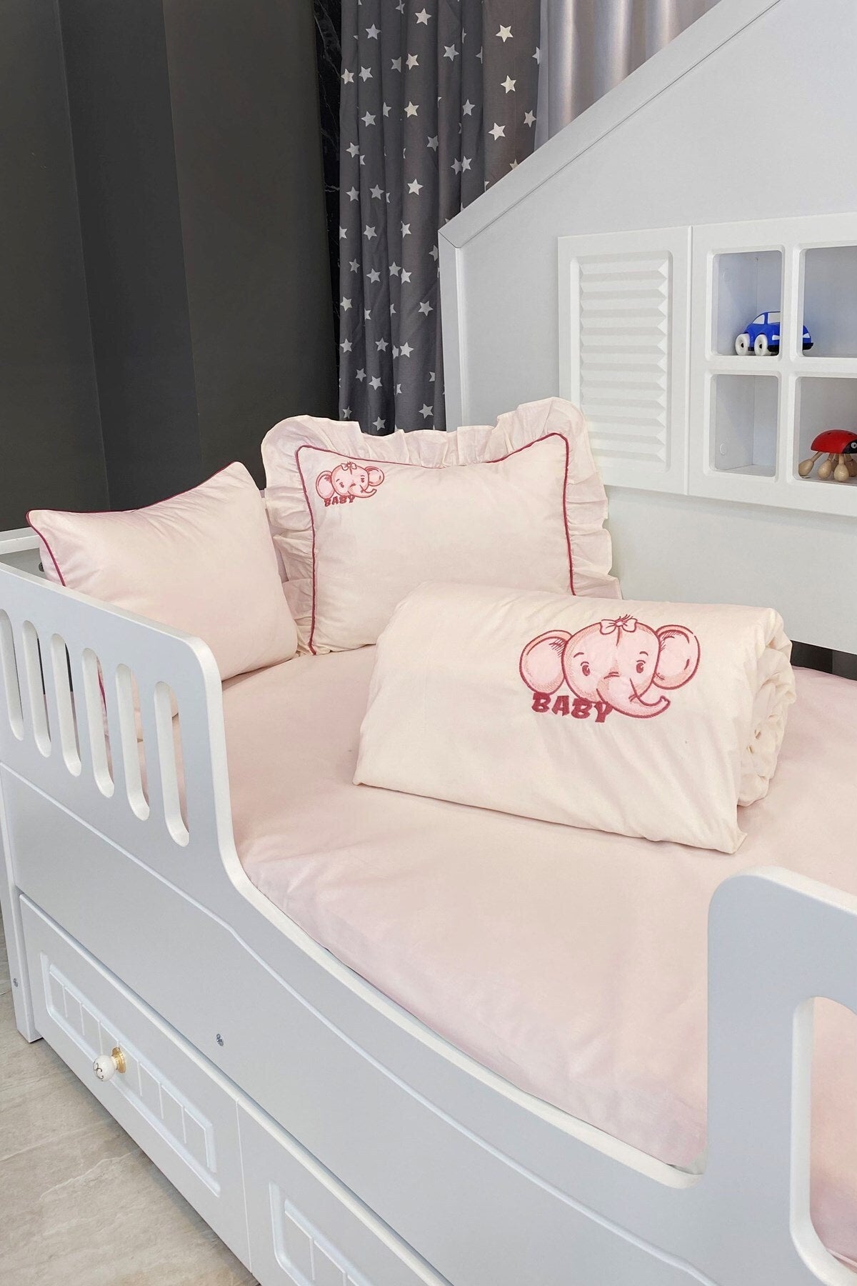 Special Design Elephant Embroidered Baby Duvet Cover Set 11680