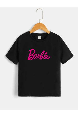 Kids Unisex Oversize Black Barbie Printed T-Shirt