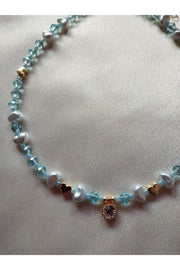 Baroque Pearl Heart Water Green Necklace with White Shimmer Tip - Swordslife