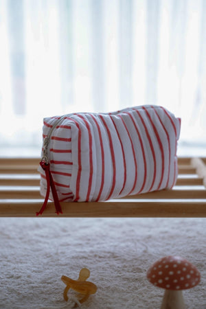 Atelier Babbi Care Bag - 100% Organic Cotton - Red Striped