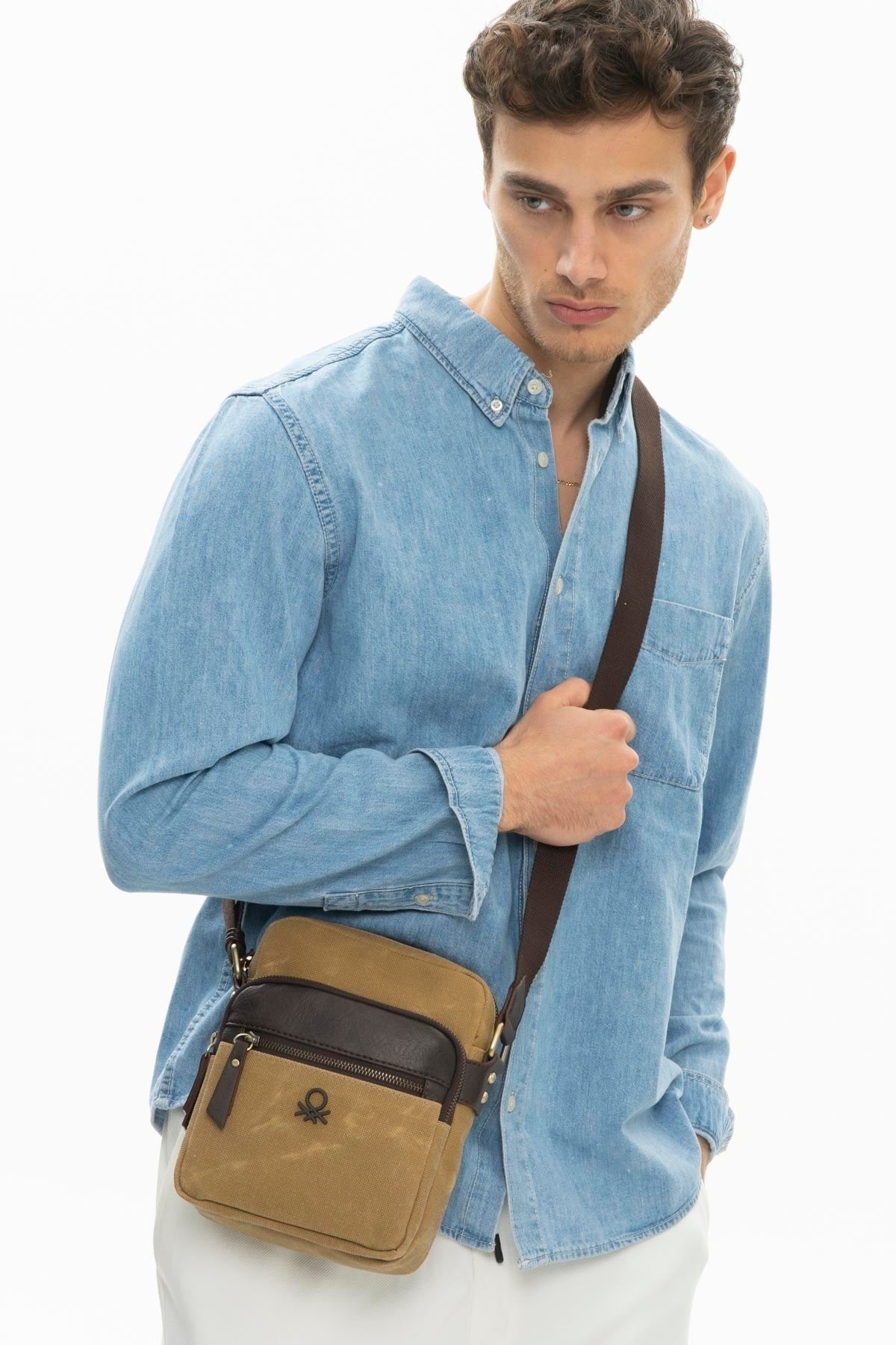 Benetton Men'S Crossbody Bag Beige Bnt1013