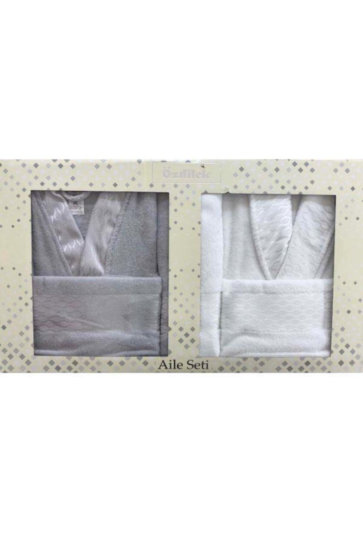 Gray White Family Set Bathrobe Towel Set - Swordslife