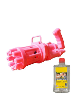 Battery Operated Foam Toy Foam Machine Gun Bubble Machine And 500 Ml Bubble Liquid Pink