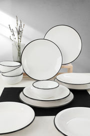 Aegean White Black Mesh Dining Set 12 Pieces For 4 Persons