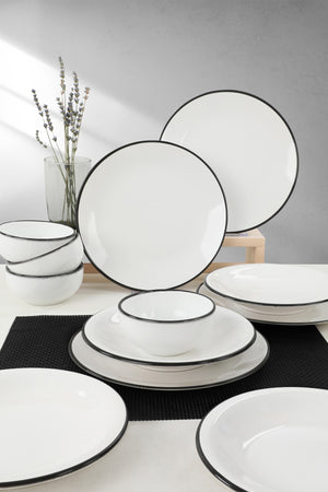 Aegean White Black Mesh Dining Set 12 Pieces For 4 Persons