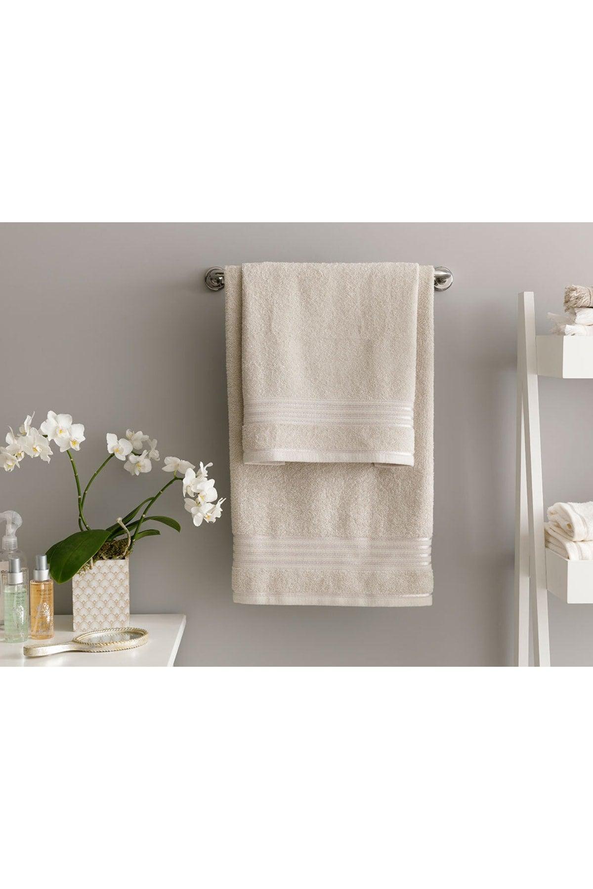 Romantic Stripe Flush Bath Towel Set 50x85cm + 70x150cm Light Gray - Swordslife