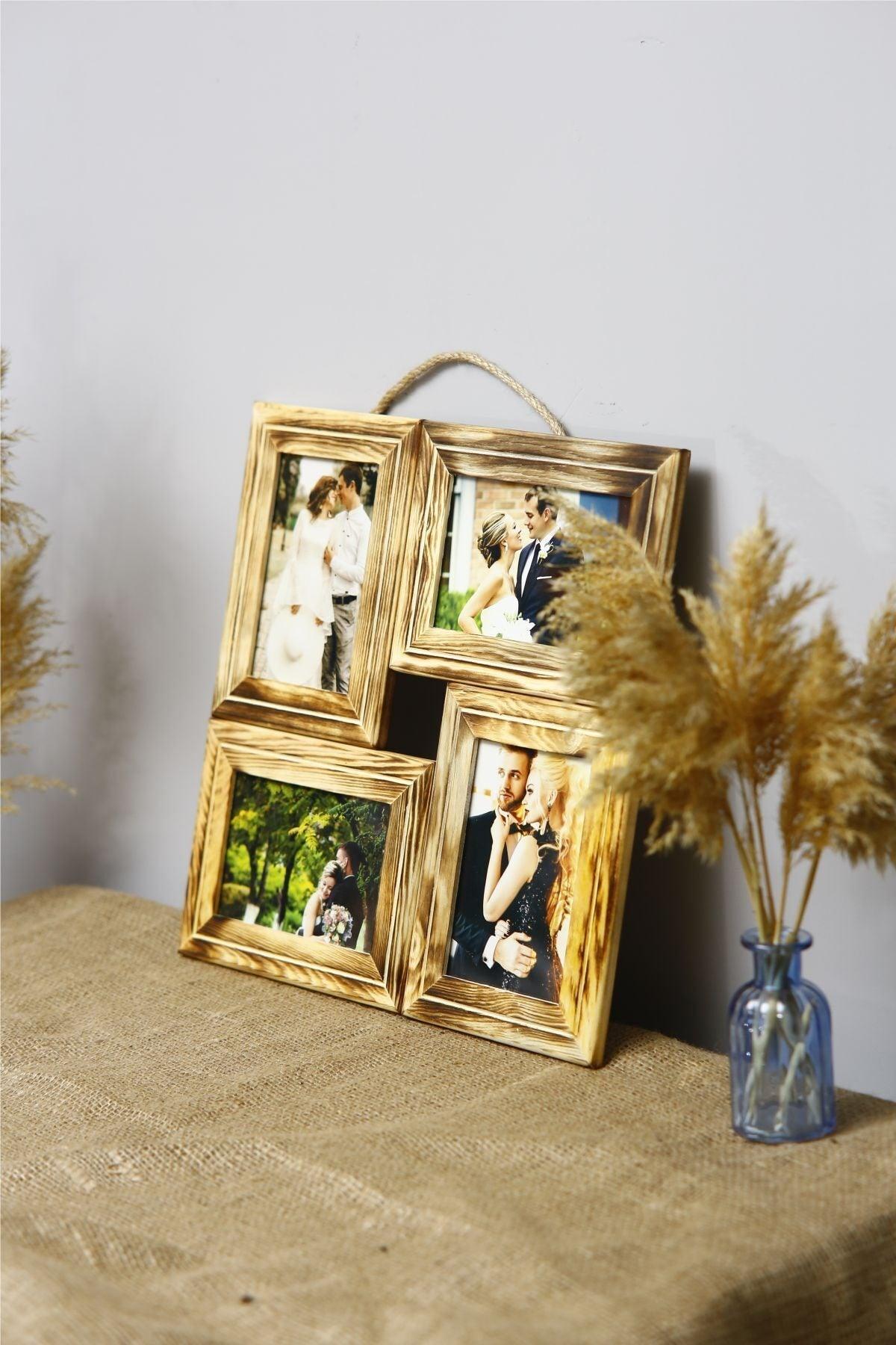 Wooden 4-Piece Collage Photo Frame-natural - Swordslife