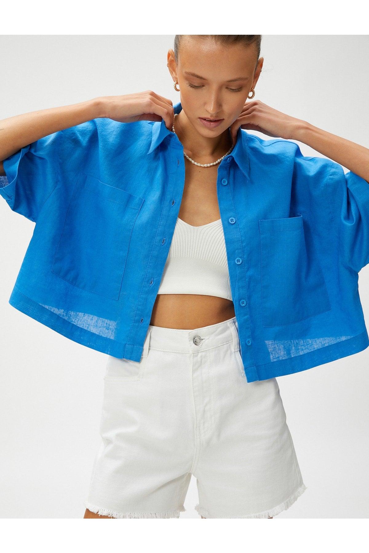 Linen Blend Crop Oversize Shirt - Swordslife