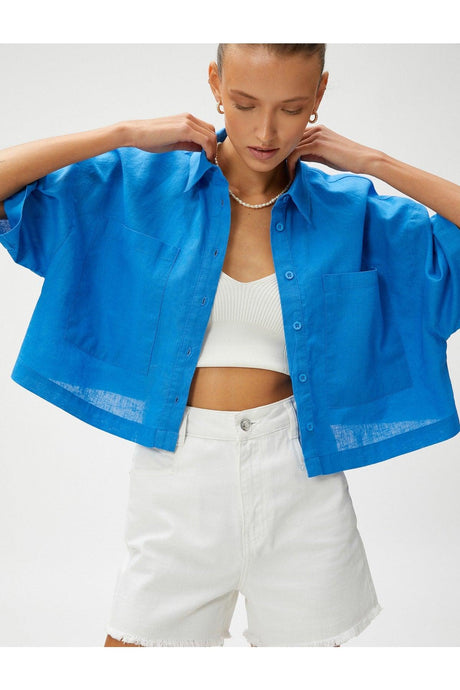 Linen Blend Crop Oversize Shirt - Swordslife