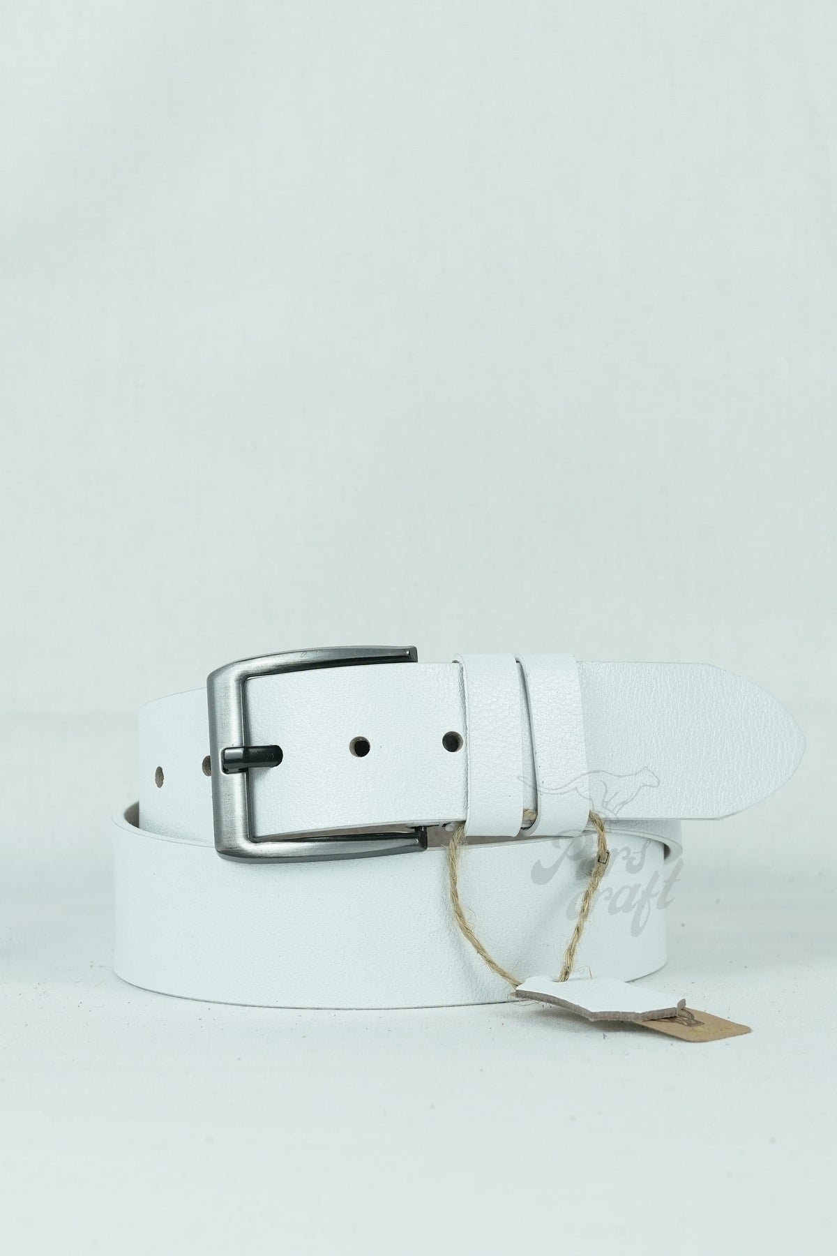 Genuine Buffalo Leather Men'S Belt 4.5 Cm White Jeans Sport Belt