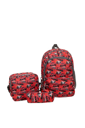 Car Patterned 3 Piece Primary School Bag