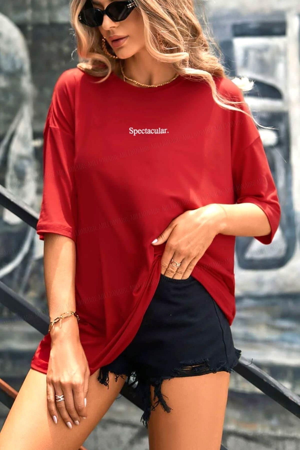 Spectacular Red Oversize Salas Boyfriend Women's T-shirt - Swordslife