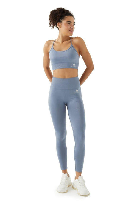 Women's High Waist Seamless Open Denim Blue Sport Leggings - Swordslife