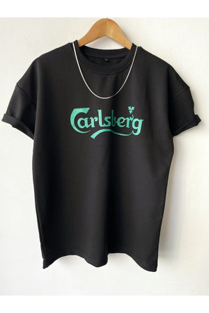 Men'S Oversize Calsberg Printed Crew Neck T-Shirt