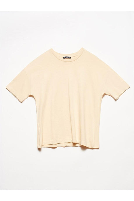 Women's Beige Basic T-shirt 3683 - Swordslife